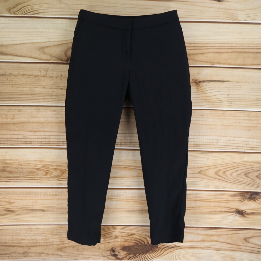 H&M Dress Pants Womens Sz 8 Black Polyester Ankle Length Pockets Business Career